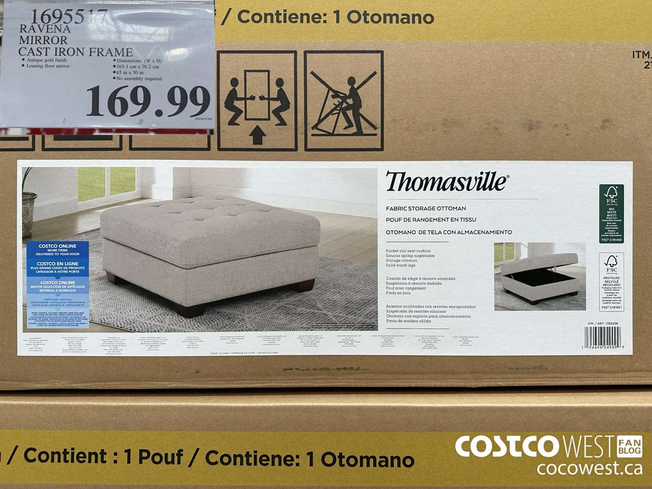 1695517 RAVENA MIRROR CAST IRON FRAME $169.99