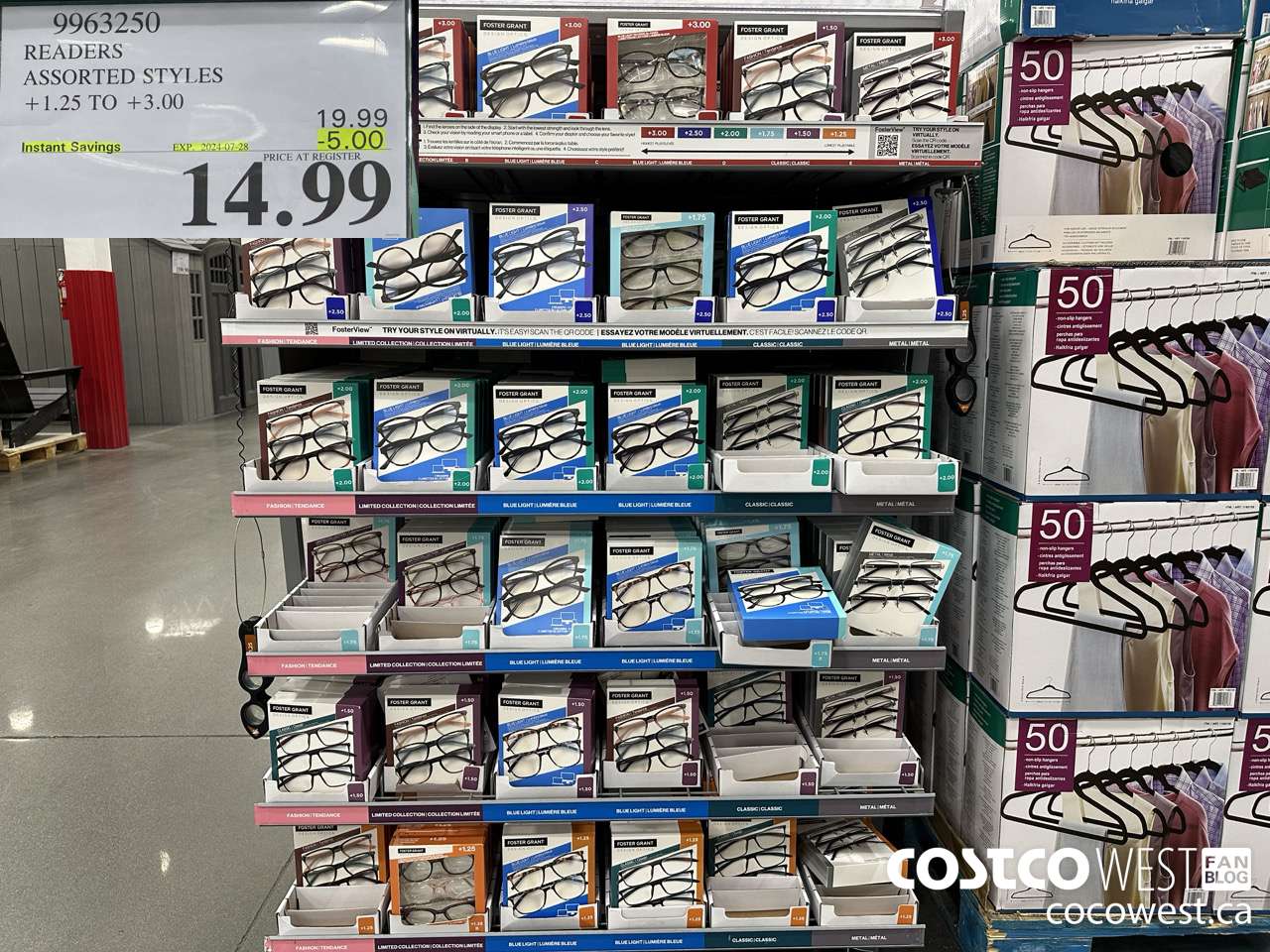 9963250 READERS ASSORTED STYLES +1.25 TO +3.00 ($5.00 INSTANT SAVINGS EXPIRES ON 2024-07-28) $14.99