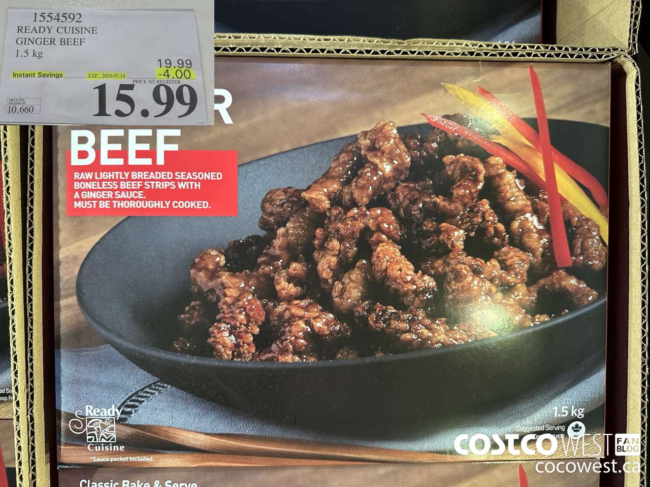 1554592 READY CUISINE GINGER BEEF 1.5 kg ($4.00 INSTANT SAVINGS EXPIRES ON 2024-07-14) $15.99