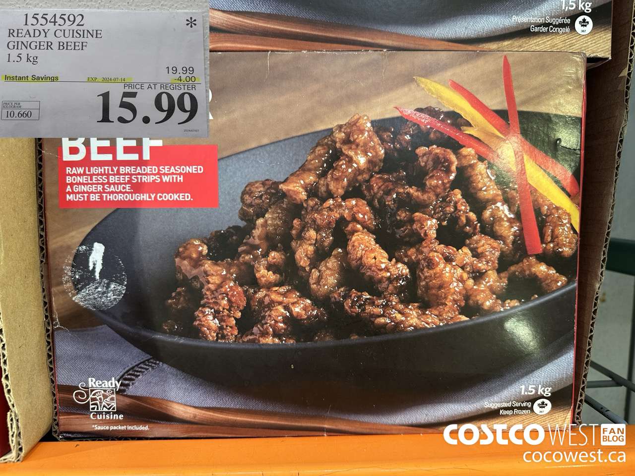 1554592 READY CUISINE GINGER BEEF 1.5 kg ($4.00 INSTANT SAVINGS EXPIRES ON 2024-07-14) $15.99