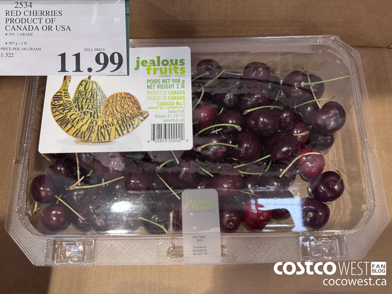 2534 RED CHERRIES PRODUCT OF CANADA OR USA $11.99