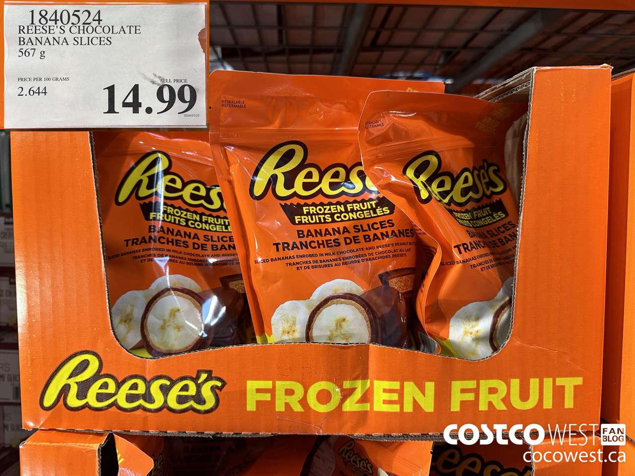 1840524 REESE'S CHOCOLATE BANANA SLICES 567G $14.99