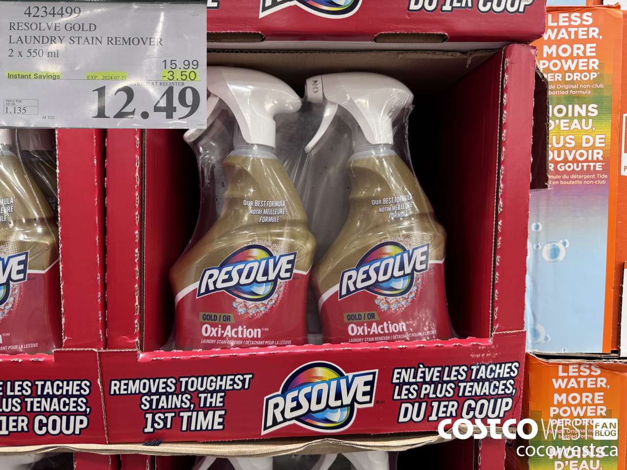 4234499 RESOLVE GOLD LAUNDRY STAIN REMOVER 2 X 550ML ($3.50 INSTANT SAVINGS EXPIRES ON 2024-07-21) $12.49
