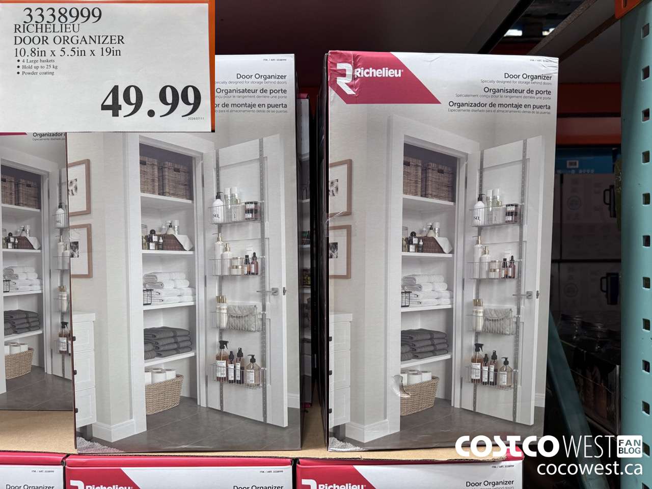 3338999 RICHELIEU DOOR ORGANIZER 10.8IN X. 5.5IN X 19IN $49.99