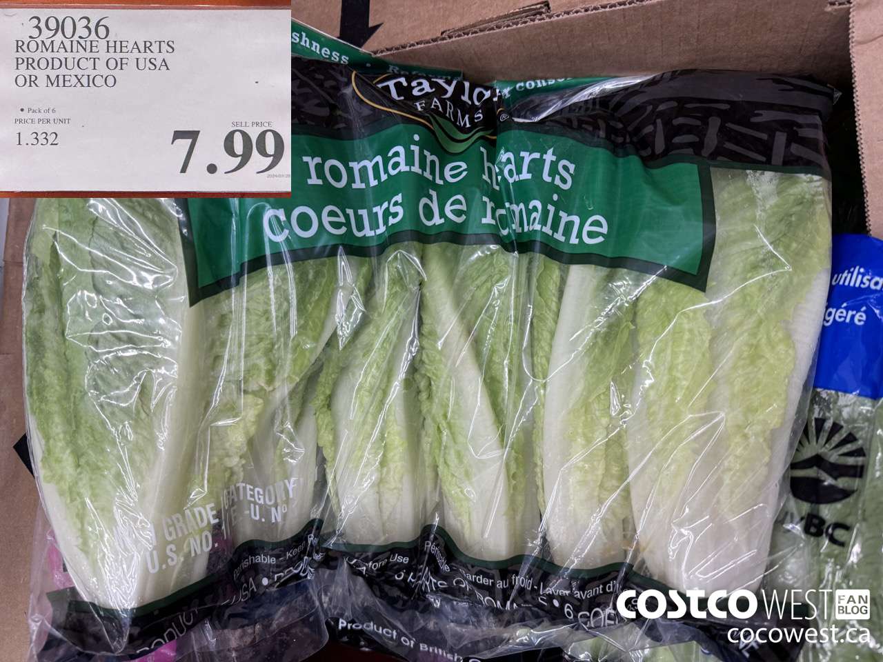 39036 ROMAINE HEARTS PRODUCT OF USA OR MEXICO $7.99