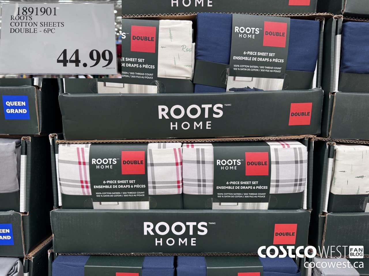 1891901 ROOTS COTTON SHEETS DOUBLE 6PC $44.99
