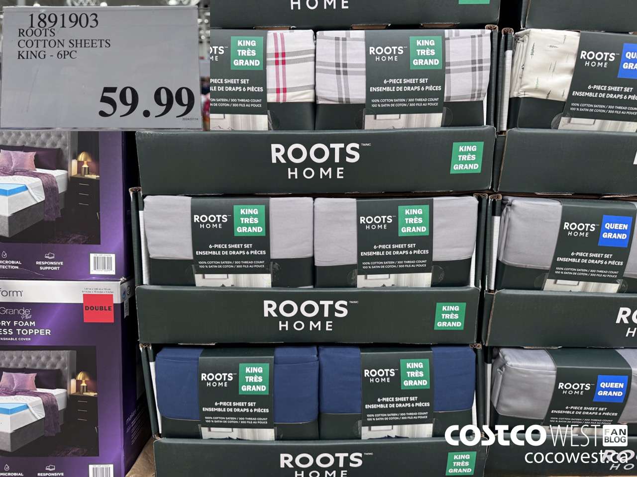 1891903 ROOTS COTTON SHEETS KING 6PC $59.99