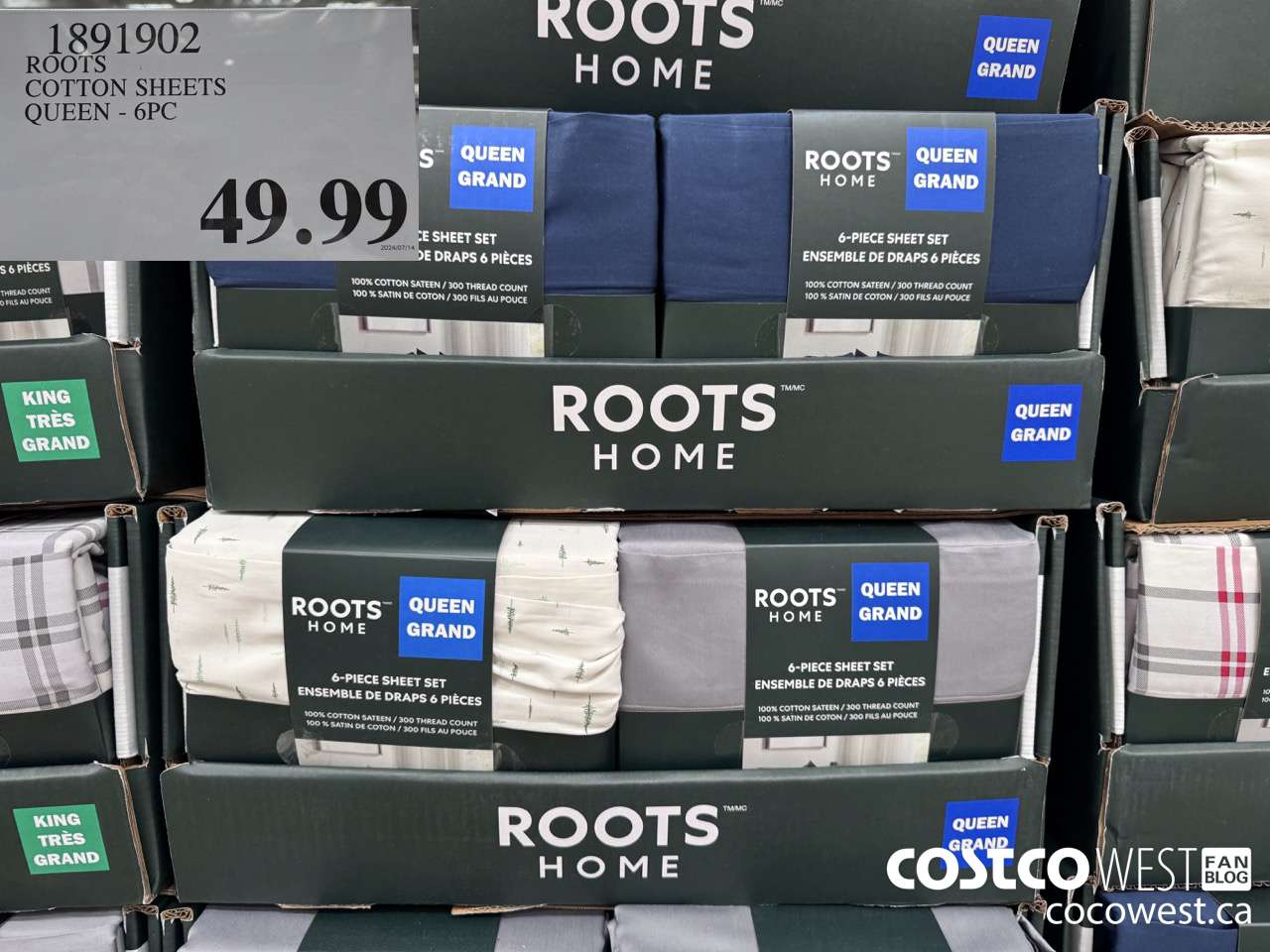 1891902 ROOTS COTTON SHEETS QUEEN 6PC $49.99