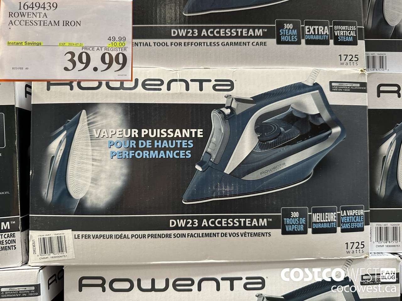 1649439 ROWENTA ACCESSTEAM IRON ($10.00 INSTANT SAVINGS EXPIRES ON 2024-07-21) $39.99
