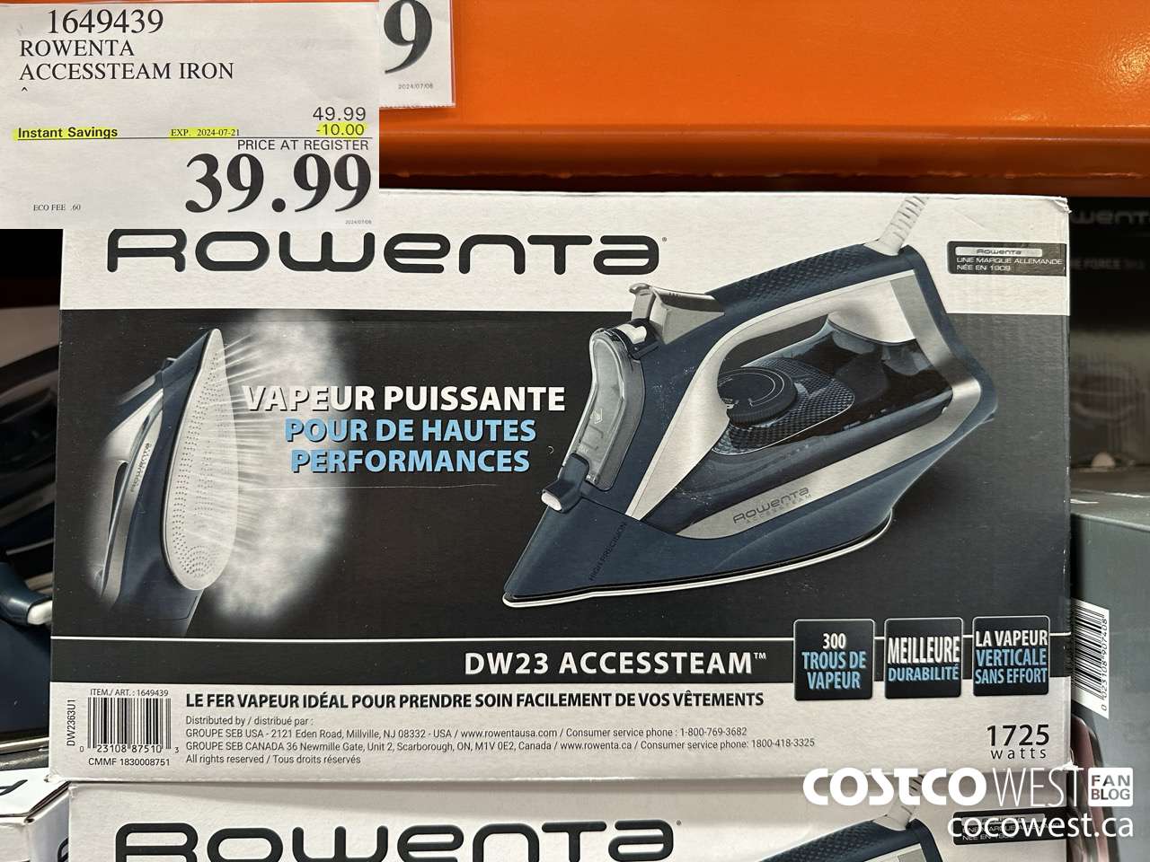 1649439 ROWENTA ACCESSTEAM IRON ($10.00 INSTANT SAVINGS EXPIRES ON 2024-07-21) $39.99