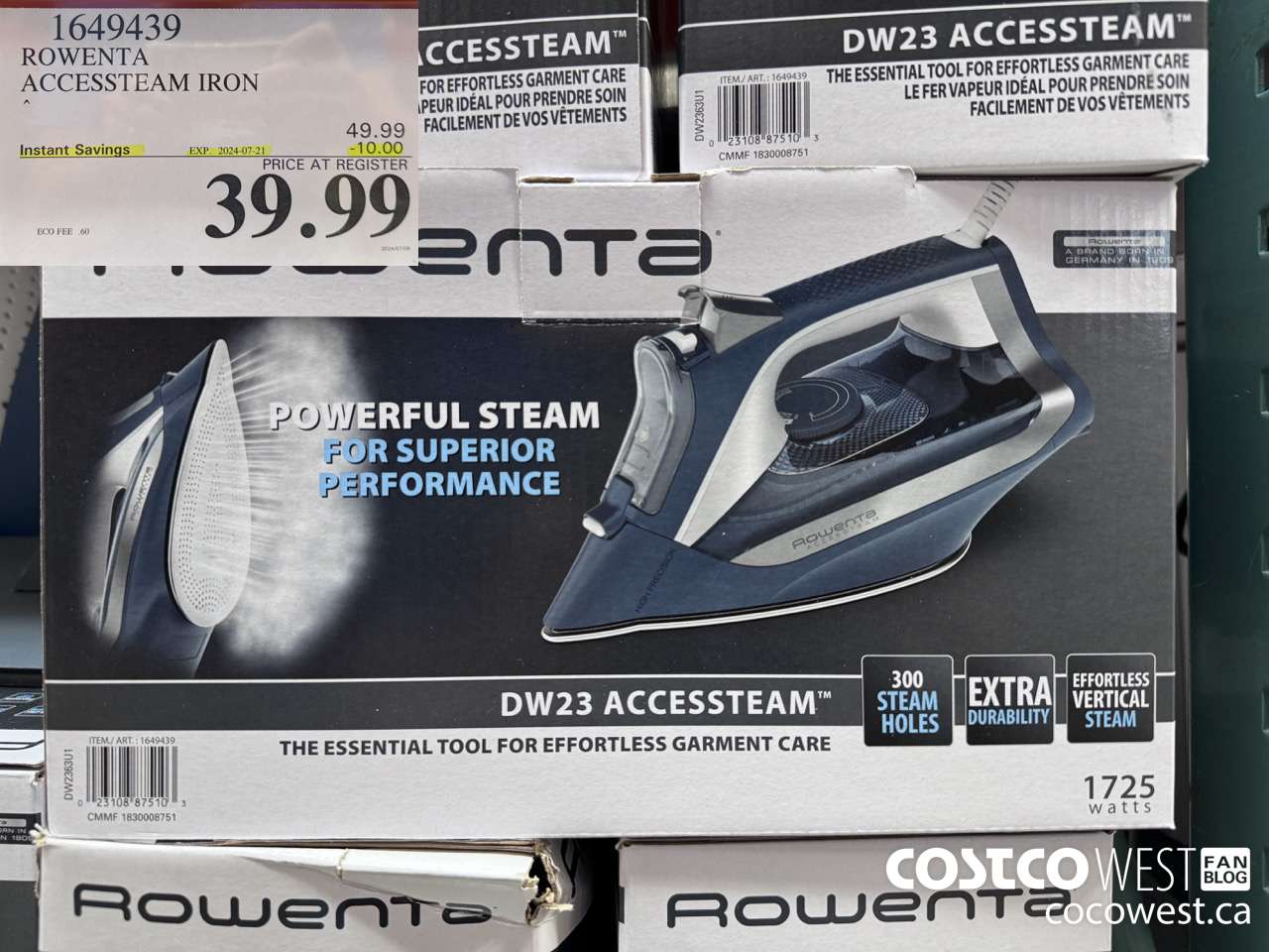1649439 ROWENTA ACCESSTEAM IRON ($10.00 INSTANT SAVINGS EXPIRES ON 2024-07-21) $39.99