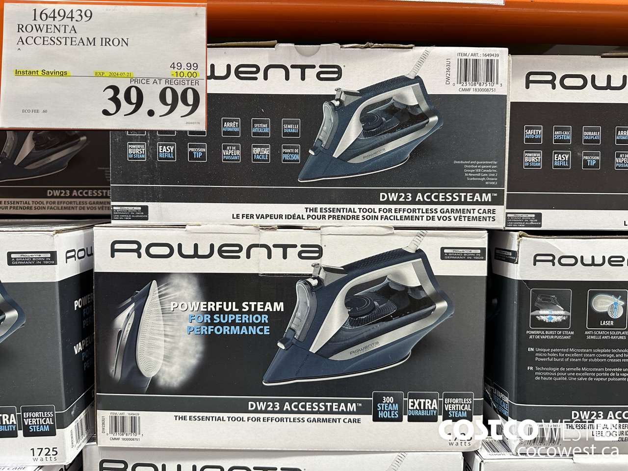 1649439 ROWENTA ACCESSTEAM IRON ($10.00 INSTANT SAVINGS EXPIRES ON 2024-07-21) $39.99