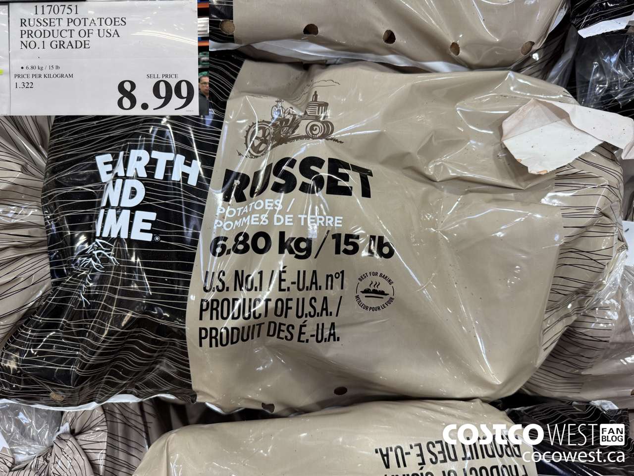 1170751 RUSSET POTATOES PRODUCT OF USA NO.1 GRADE $8.99
