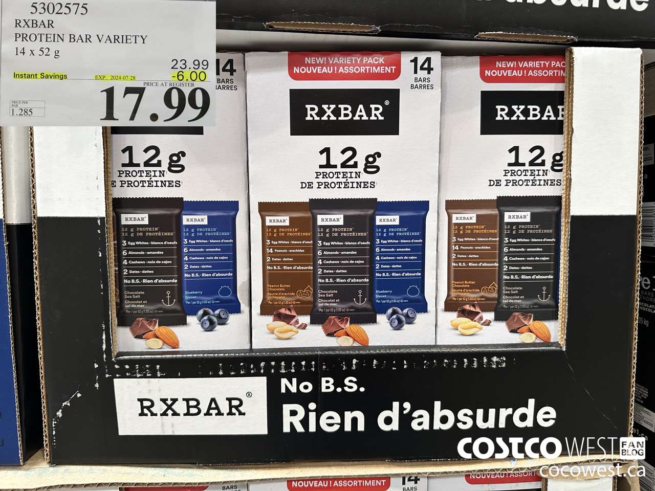 5302575 RXBAR PROTEIN BAR VARIETY 14 X 52G ($6.00 INSTANT SAVINGS EXPIRES ON 2024-07-28) $17.99
