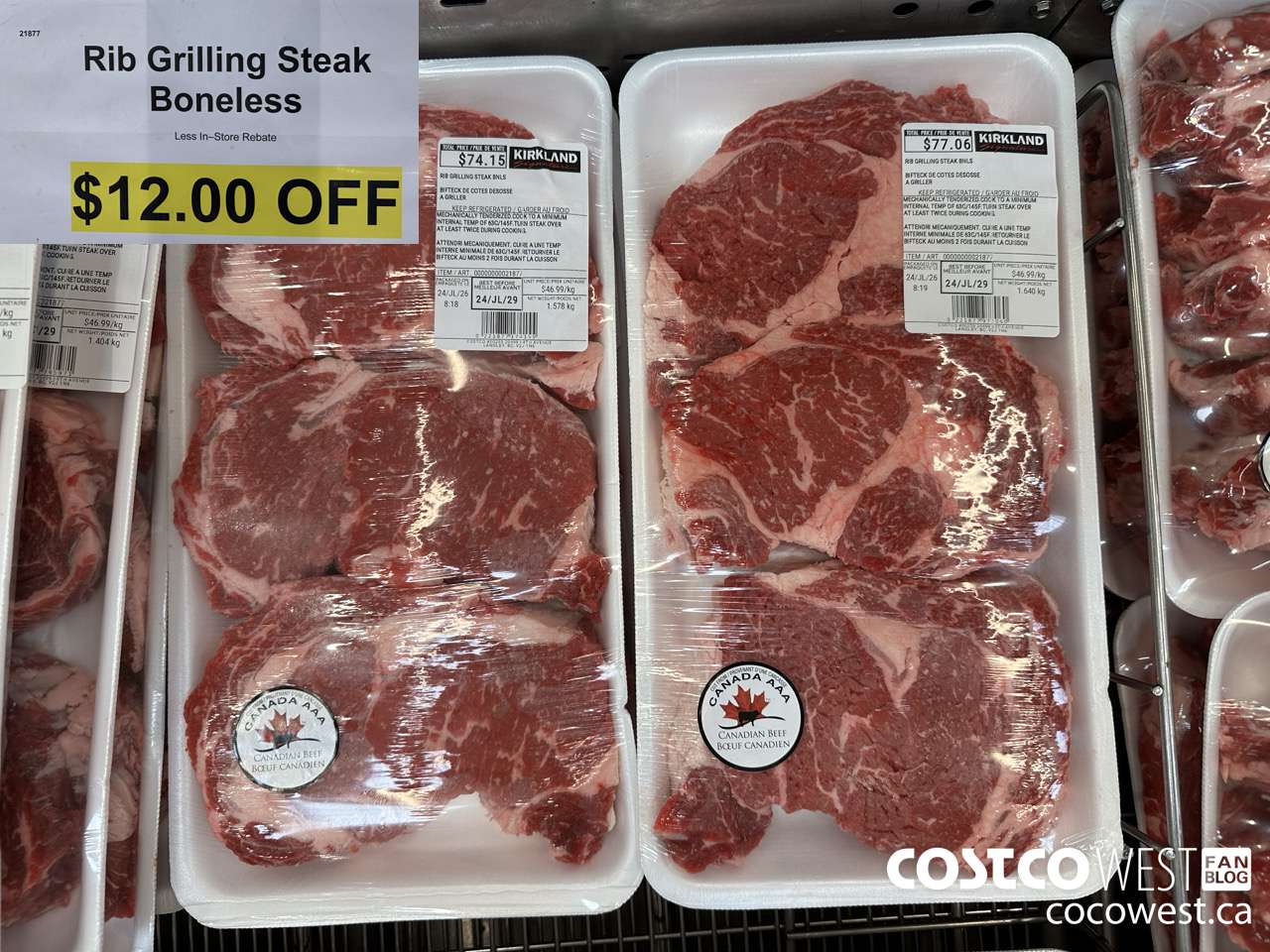 21877 Rib Grilling Steak Boneless  ($12.00 INSTANT SAVINGS)