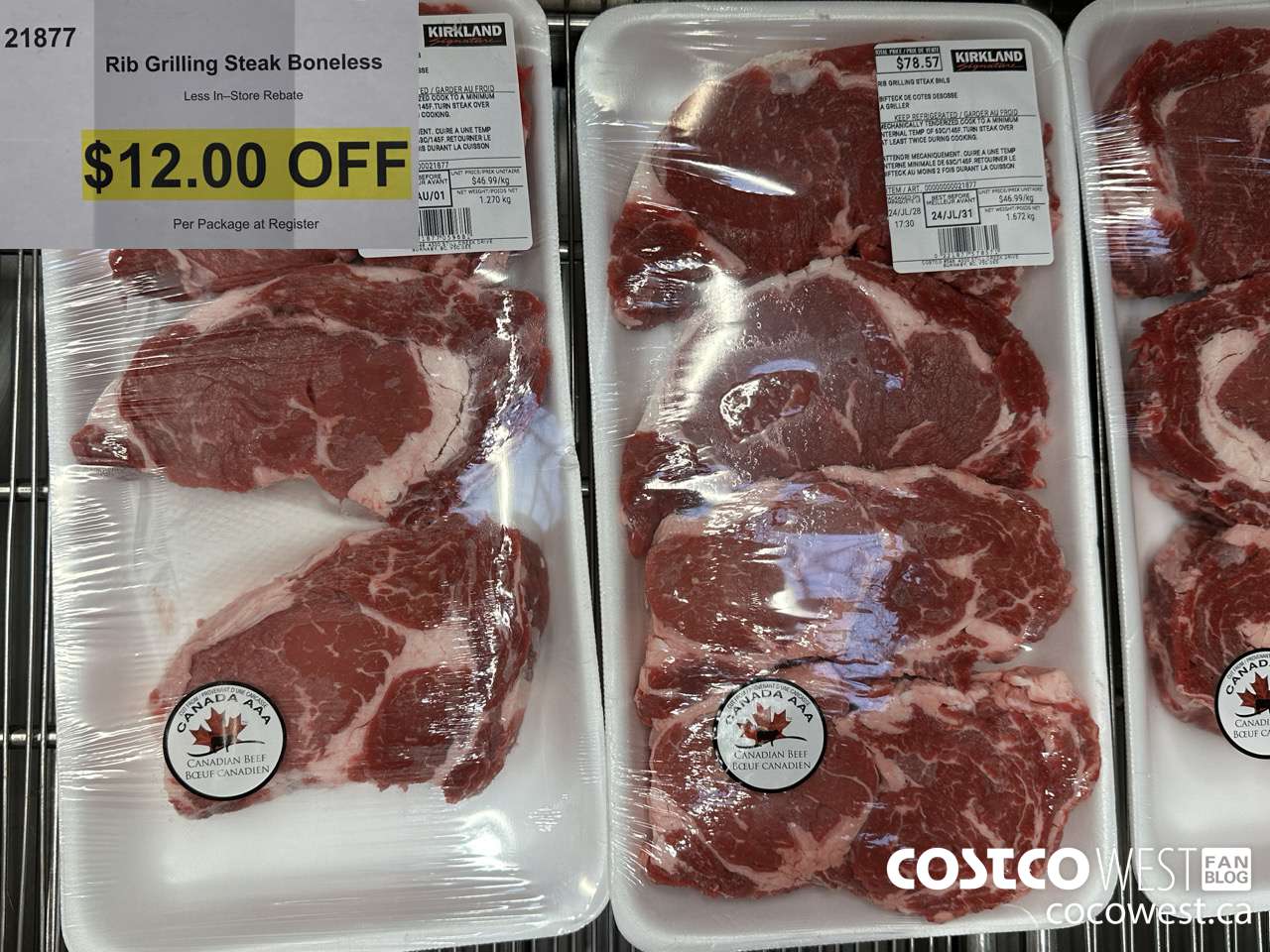 21877 Rib Grilling Steak Boneless  ($12.00 INSTANT SAVINGS)