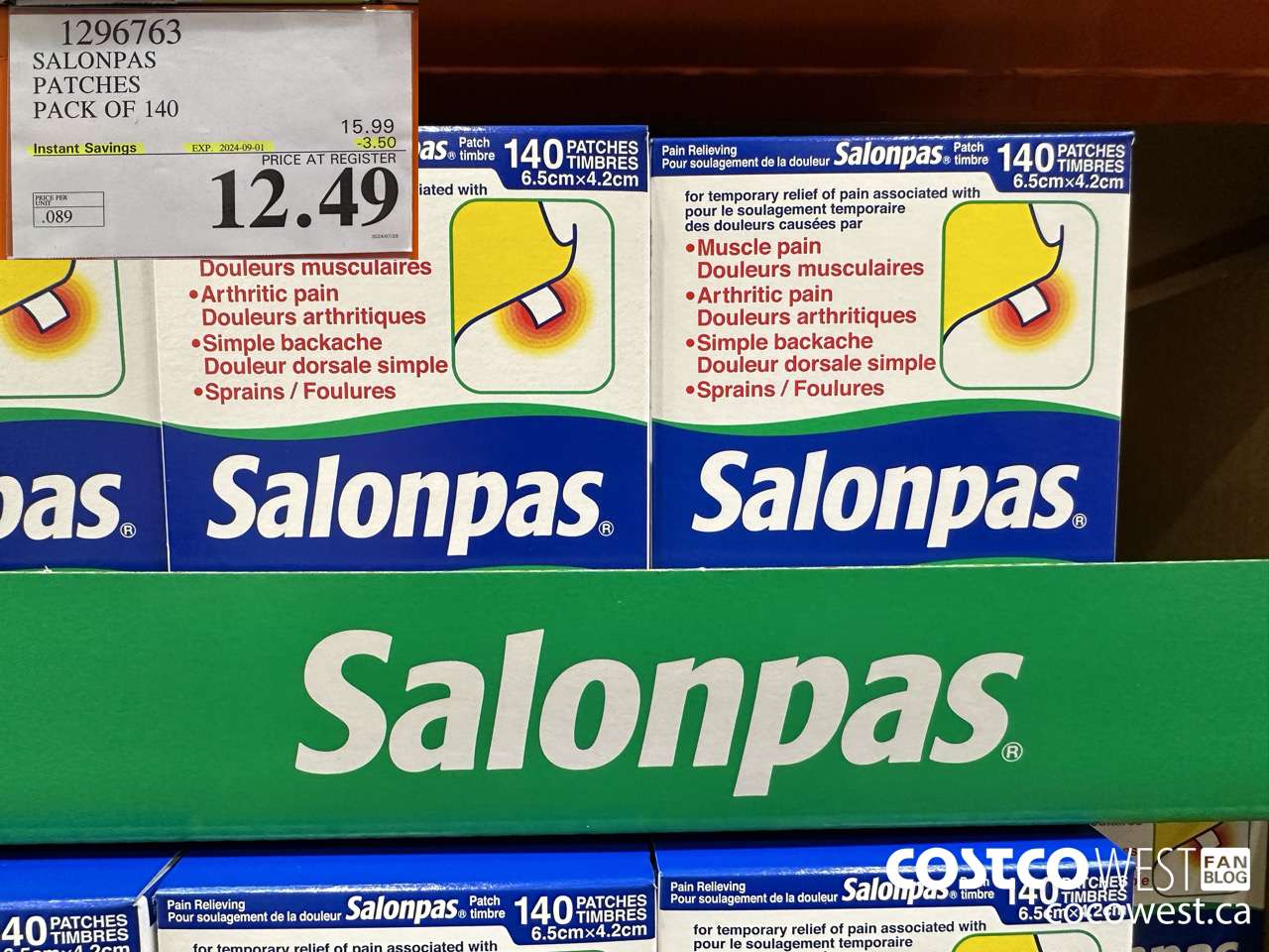 1296763 SALONPAS PATCHES PACK OF 140 ($3.50 INSTANT SAVINGS EXPIRES ON 2024-09-01) $12.49