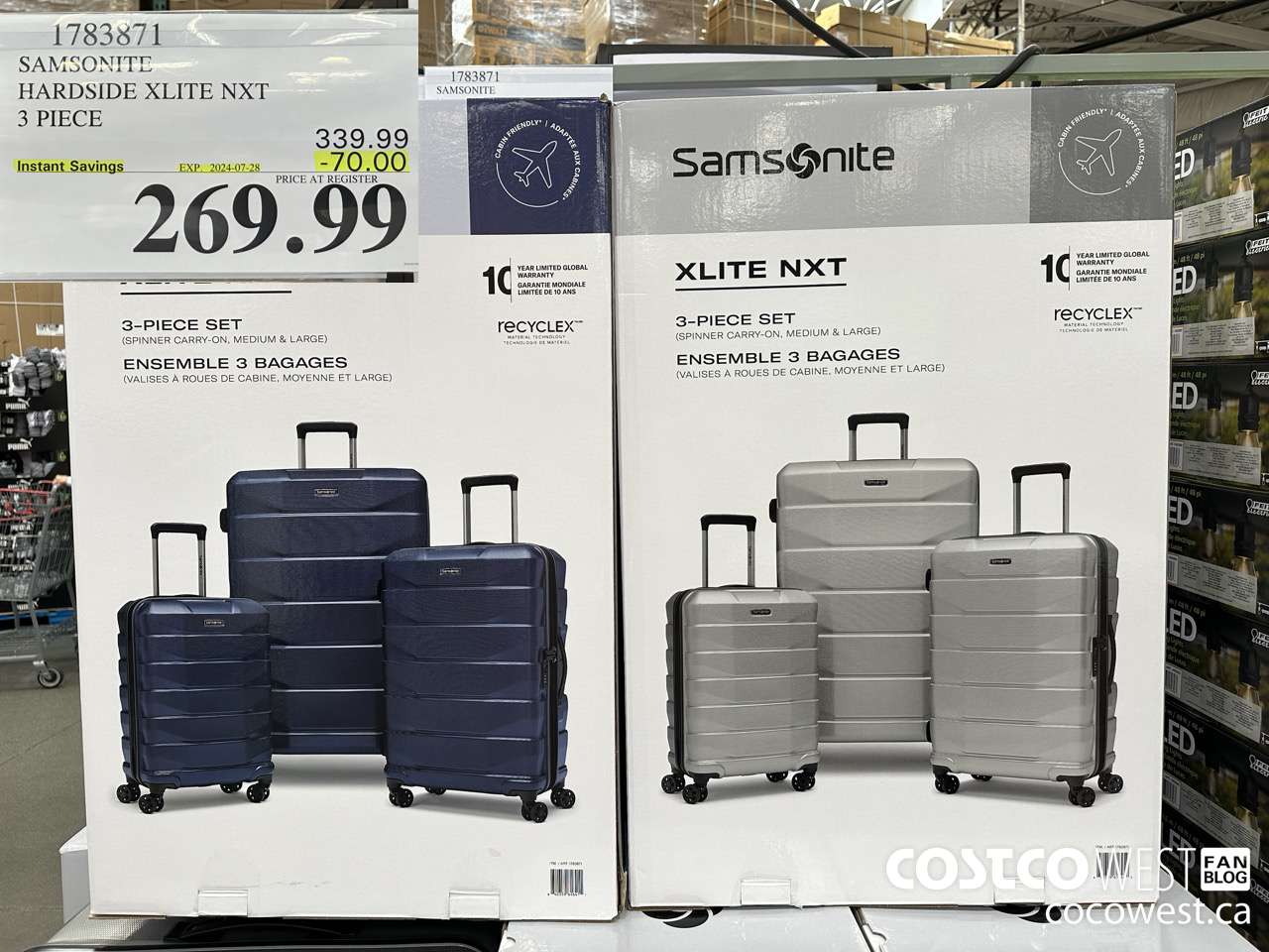 1783871 SAMSONITE HARDSIDE XLITE NXT 3 PIECE ($70.00 INSTANT SAVINGS EXPIRES ON 2024-07-28) $269.99