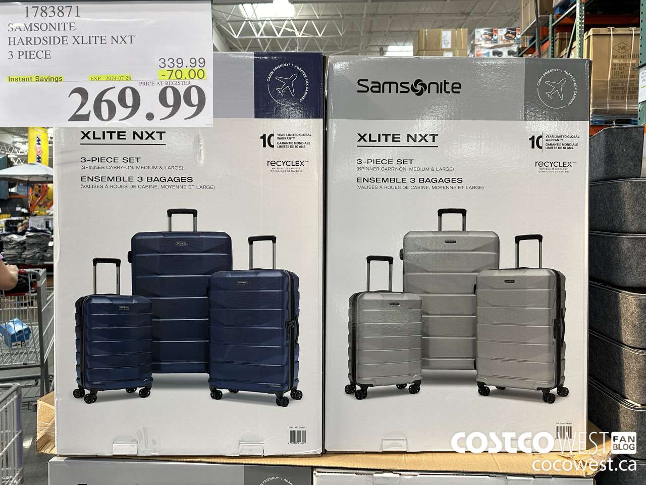 1783871 SAMSONITE HARDSIDE XLITE NXT 3 PIECE ($70.00 INSTANT SAVINGS EXPIRES ON 2024-07-28) $269.99