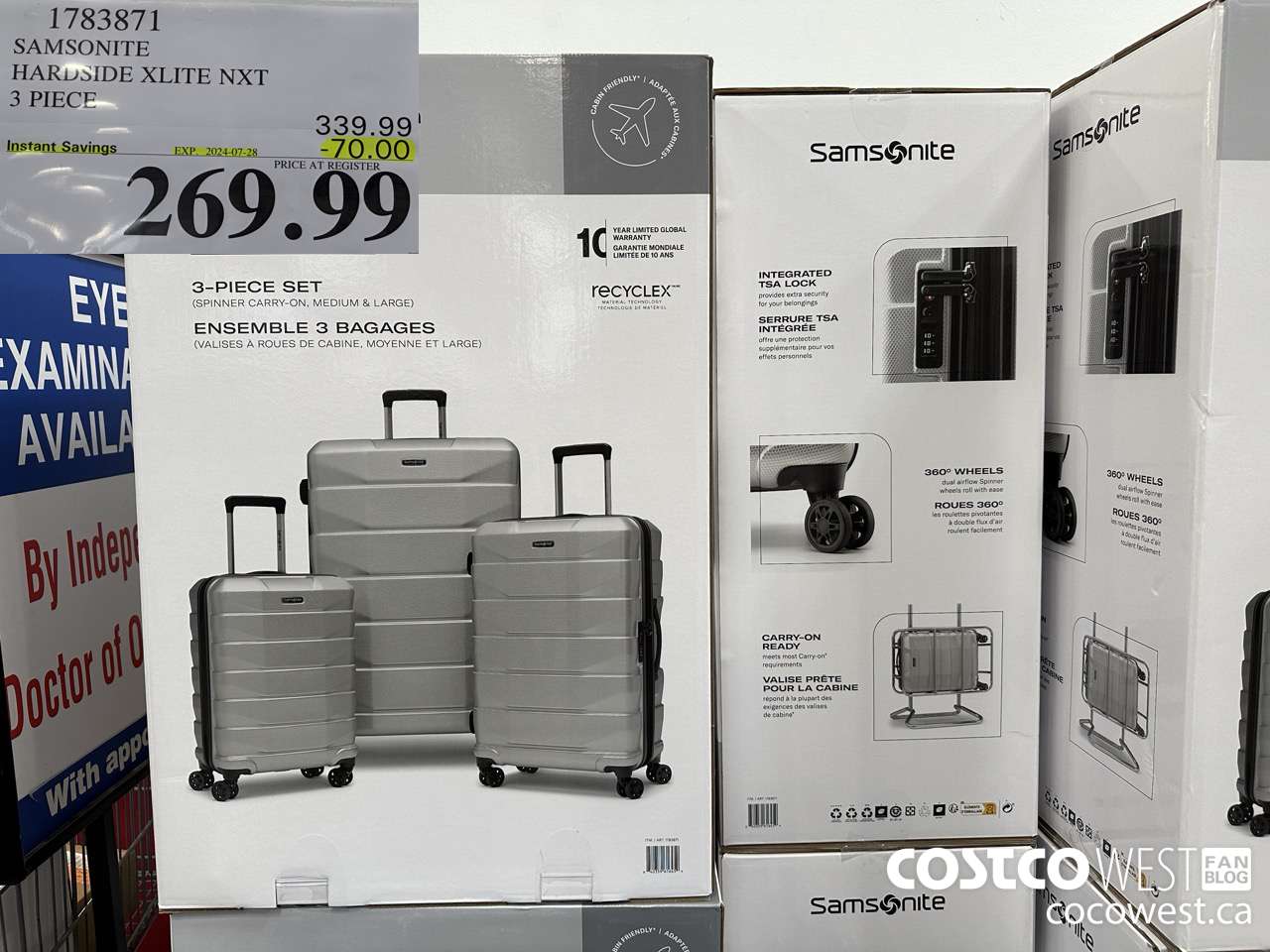 1783871 SAMSONITE HARDSIDE XLITE NXT 3 PIECE ($70.00 INSTANT SAVINGS EXPIRES ON 2024-07-28) $269.99