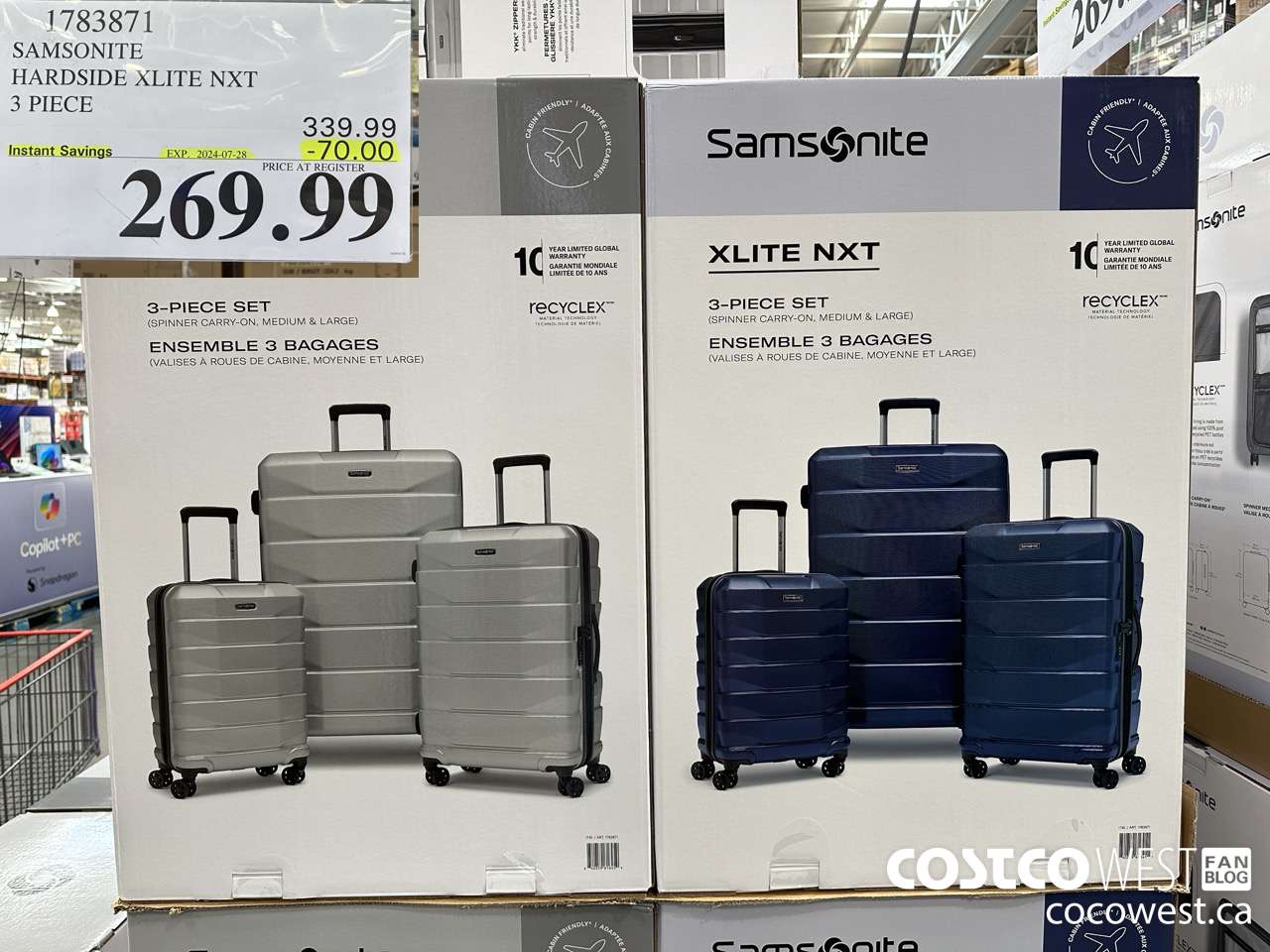 1783871 SAMSONITE HARDSIDE XLITE NXT 3 PIECE ($70.00 INSTANT SAVINGS EXPIRES ON 2024-07-28) $269.99