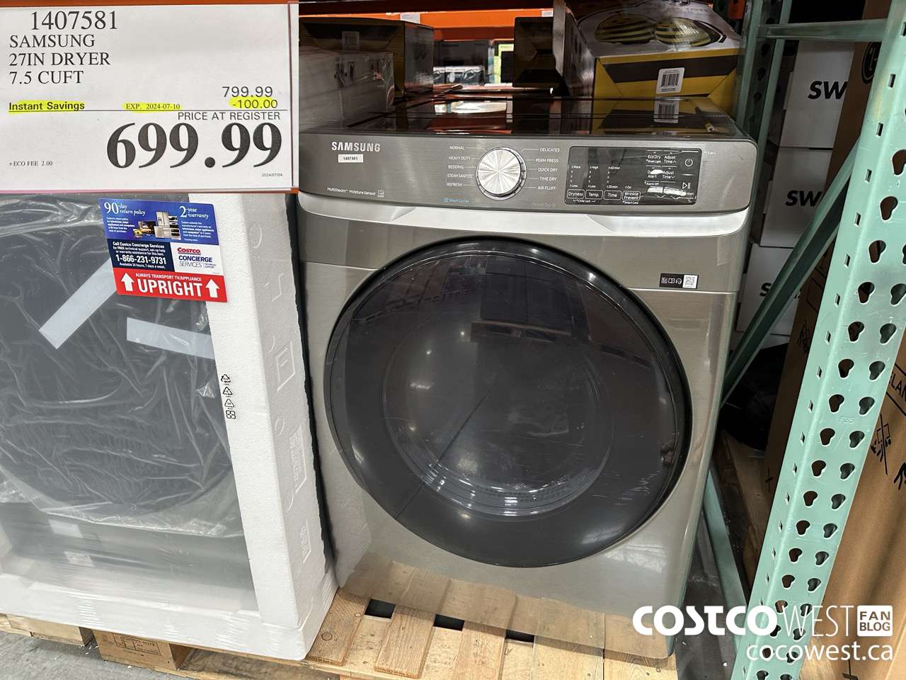 1407581 SAMSUNG 27IN DRYER 7.5 CUFT ($100.00 INSTANT SAVINGS EXPIRES ON 2024-07-10) $699.99