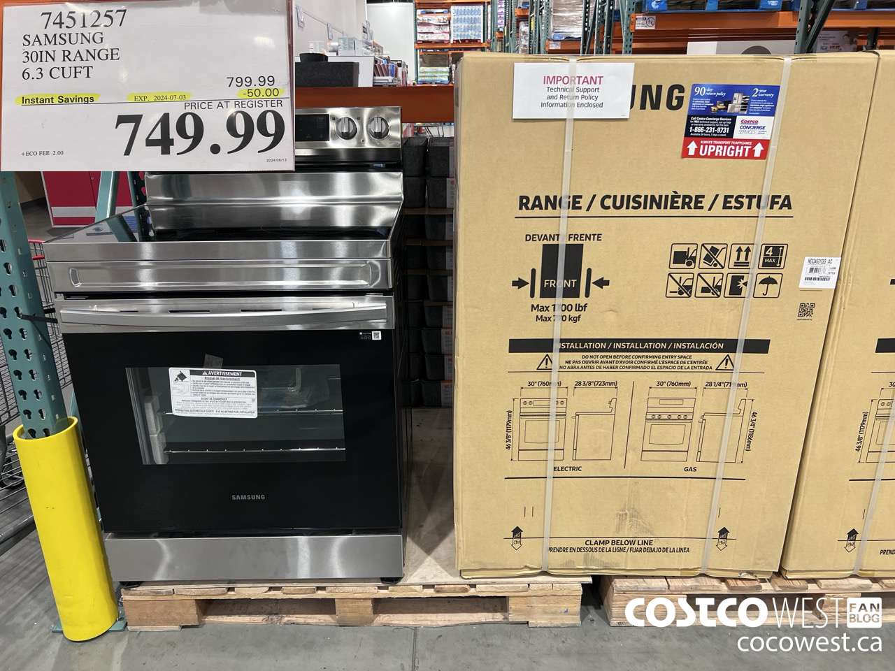 7451257 SAMSUNG ELECTRIC RANGE 6.3 CU. FT. ($50.00 INSTANT SAVINGS EXPIRES ON 2024-07-03) $749.99