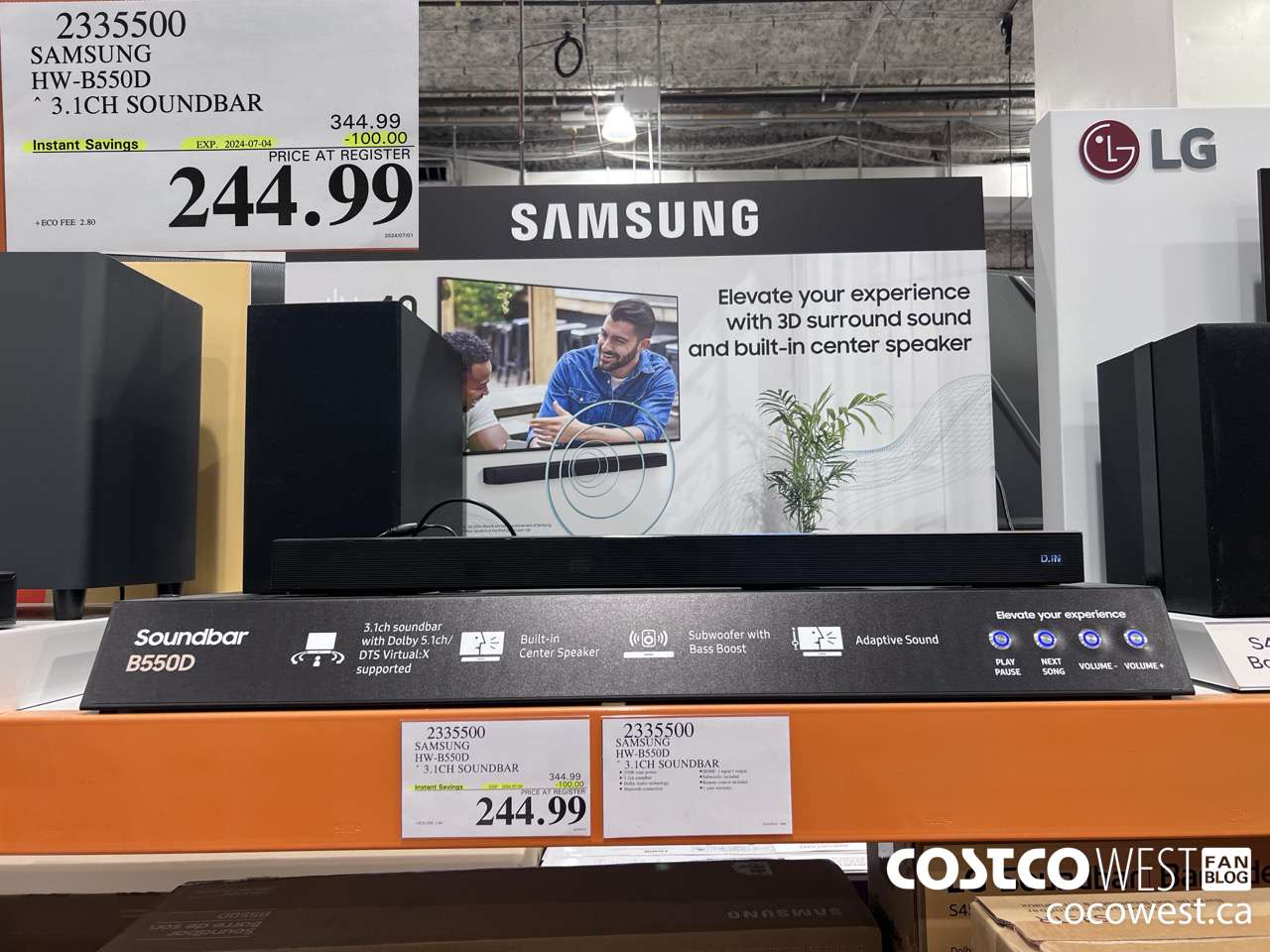 2335500 SAMSUNG HW-855GD SOUNDBAR 3.1CH ($100.00 INSTANT SAVINGS EXPIRES ON 2024-07-04) $244.99