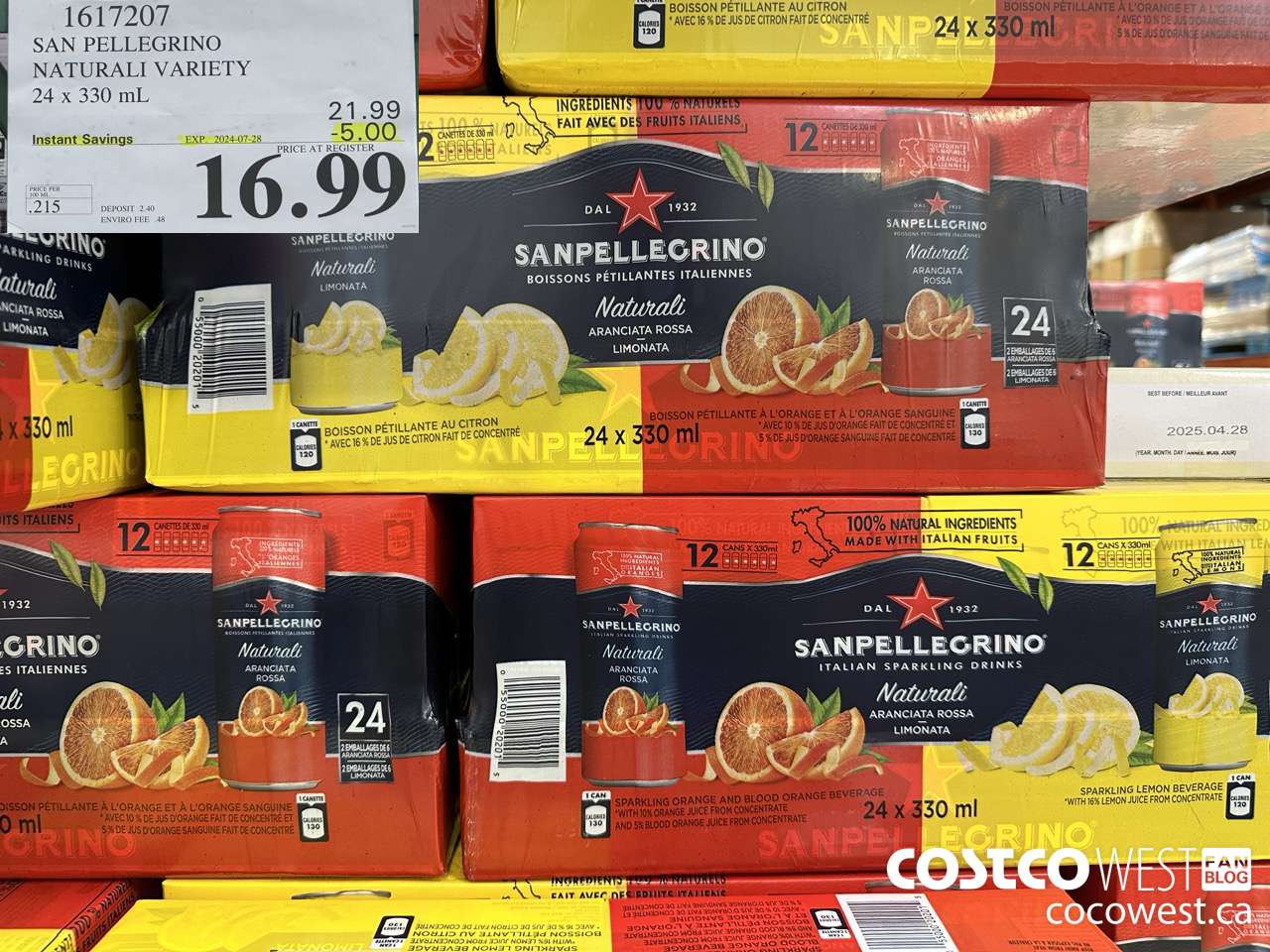 1617207 SAN PELLEGRINO NATURALI VARIETY 24 x 330 mL ($5.00 INSTANT SAVINGS EXPIRES ON 2024-07-28) $16.99