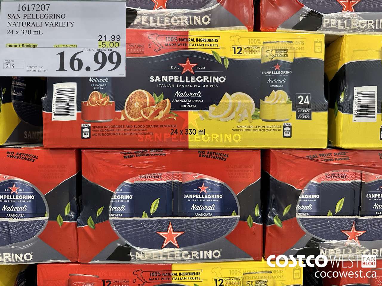 1617207 SAN PELLEGRINO NATURALI VARIETY 24 x 330 mL ($5.00 INSTANT SAVINGS EXPIRES ON 2024-07-28) $16.99