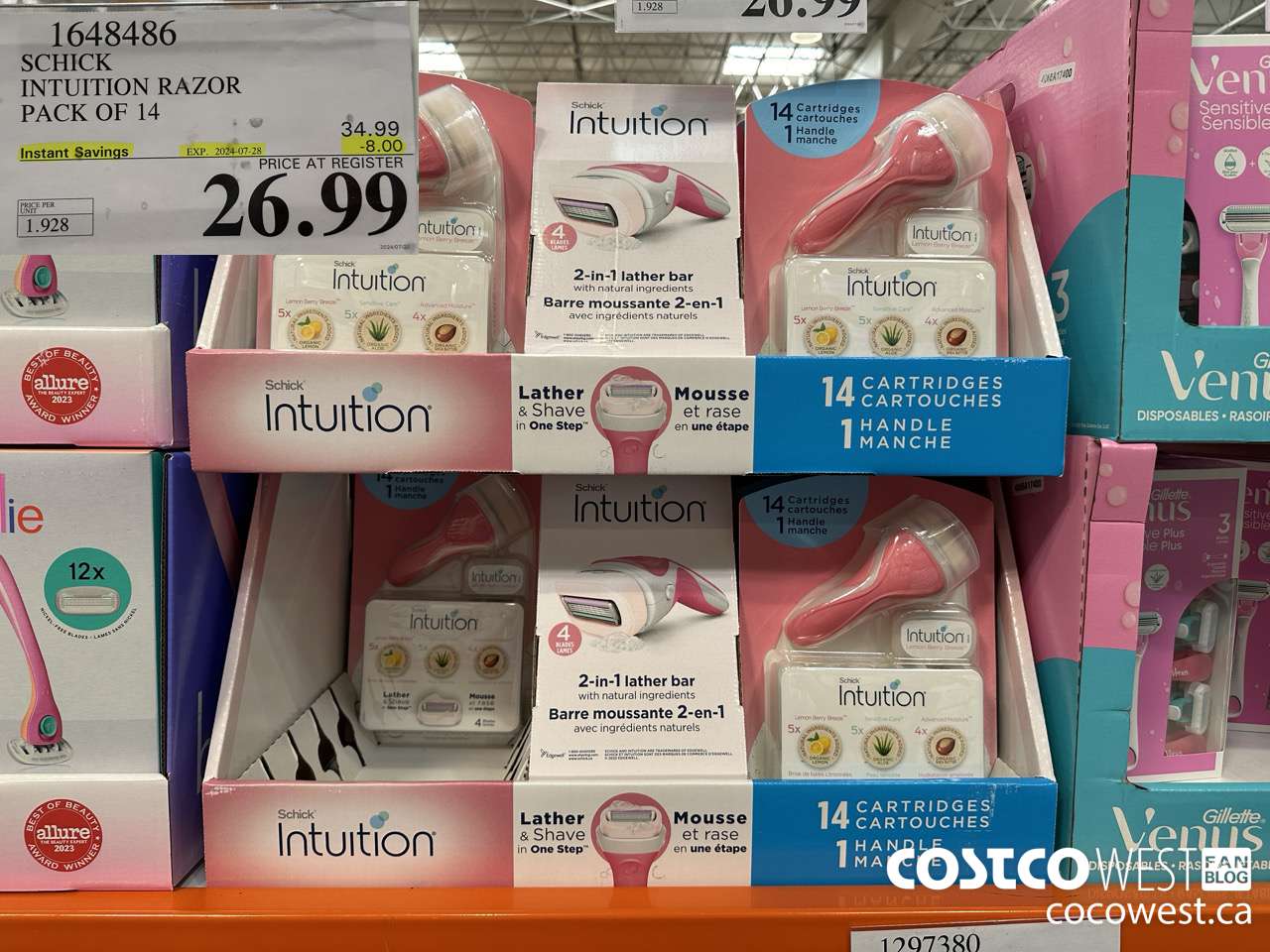 1648486 SCHICK INTUITION 14 CARTRIDGES + RAZOR ($8.00 INSTANT SAVINGS EXPIRES ON 2024-07-28) $26.99