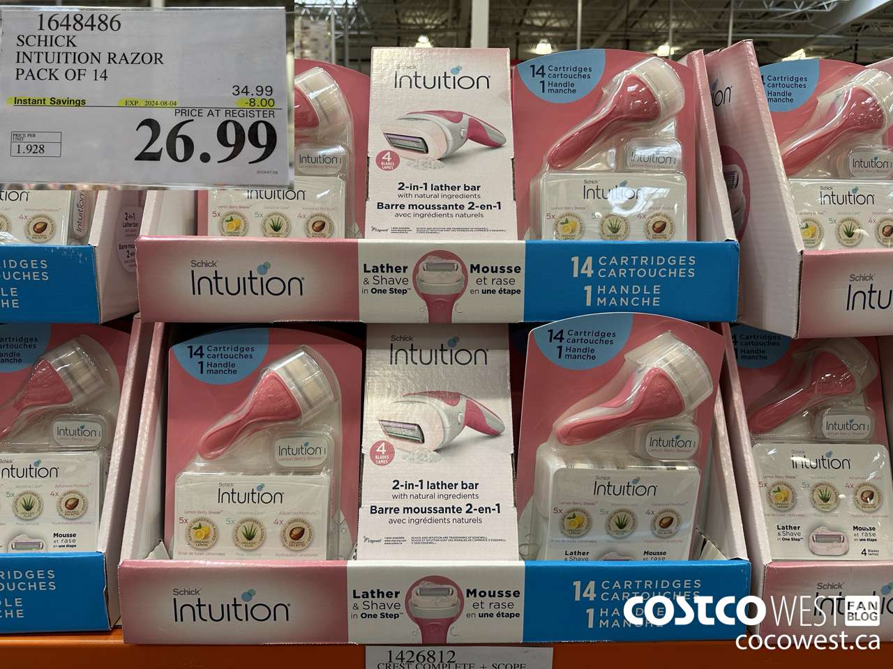 1648486 SCHICK INTUITION 14 CARTRIDGES + RAZOR ($8.00 INSTANT SAVINGS EXPIRES ON 2024-08-04) $26.99