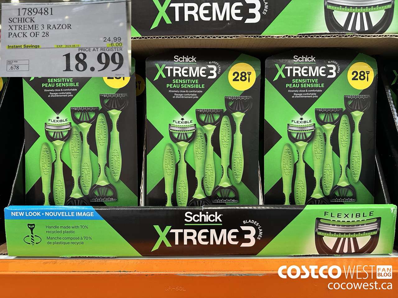 1789481 SCHICK XTREME 3 RAZOR PACK OF 28 ($6.00 INSTANT SAVINGS EXPIRES ON 2024-08-11) $18.99