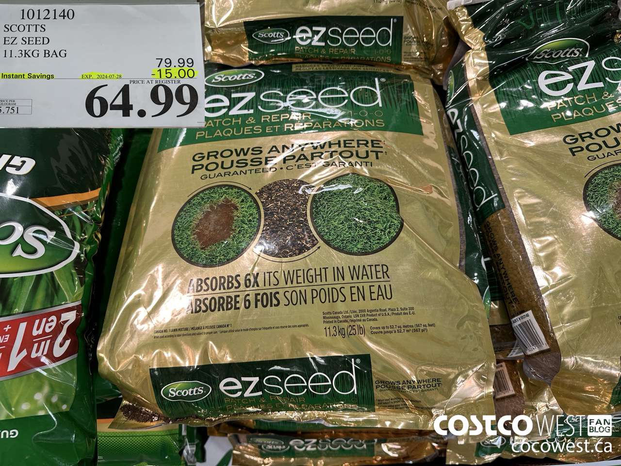 1012140 SCOTTS EZ SEED 11.3KG BAG ($15.00 INSTANT SAVINGS EXPIRES ON 2024-07-28) $64.99