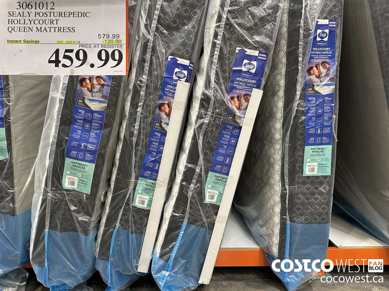 3061012 SEALY POSTUREPEDIC HOLLYCOURT QUEEN MATTRESS ($120.00 INSTANT SAVINGS EXPIRES ON 2024-07-28) $459.99