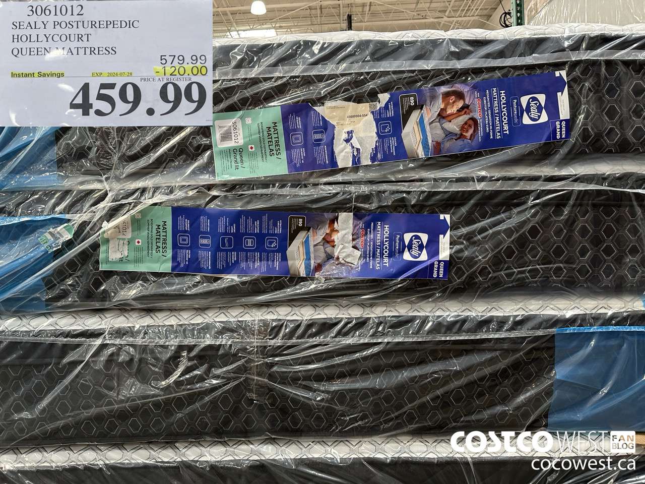 3061012 SEALY POSTUREPEDIC HOLLYCOURT QUEEN MATTRESS ($120.00 INSTANT SAVINGS EXPIRES ON 2024-07-28) $459.99