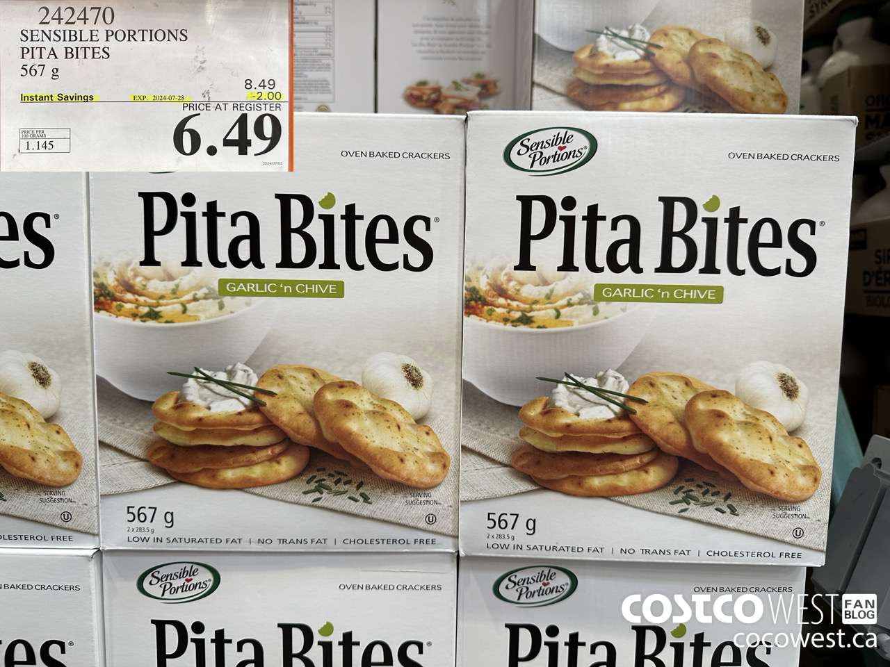 242470 SENSIBLE PORTIONS PITA BITES 567 G ($2.00 INSTANT SAVINGS EXPIRES ON 2024-07-28) $6.49