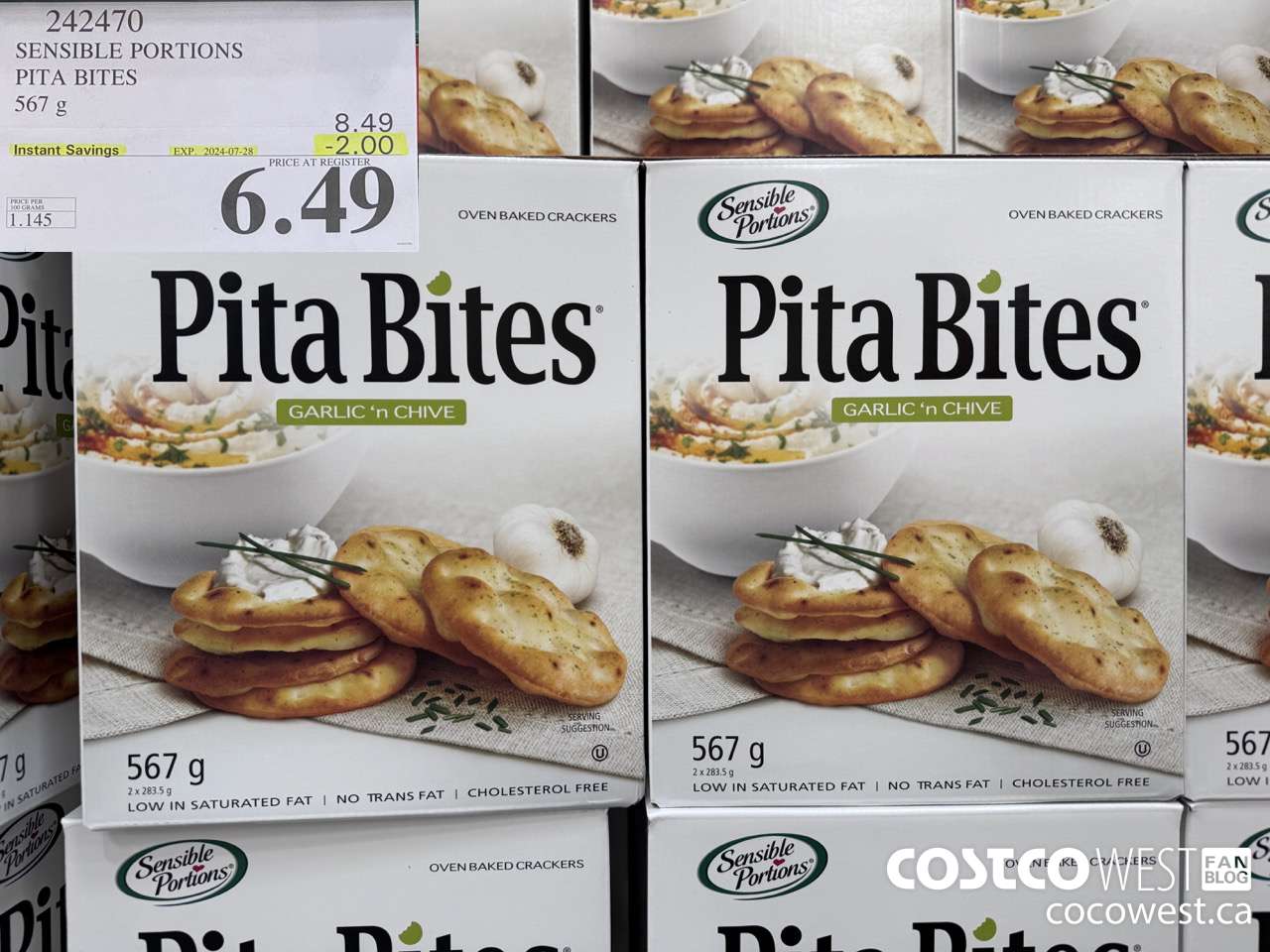 242470 SENSIBLE PORTIONS PITA BITES 567 G ($2.00 INSTANT SAVINGS EXPIRES ON 2024-07-28) $6.49