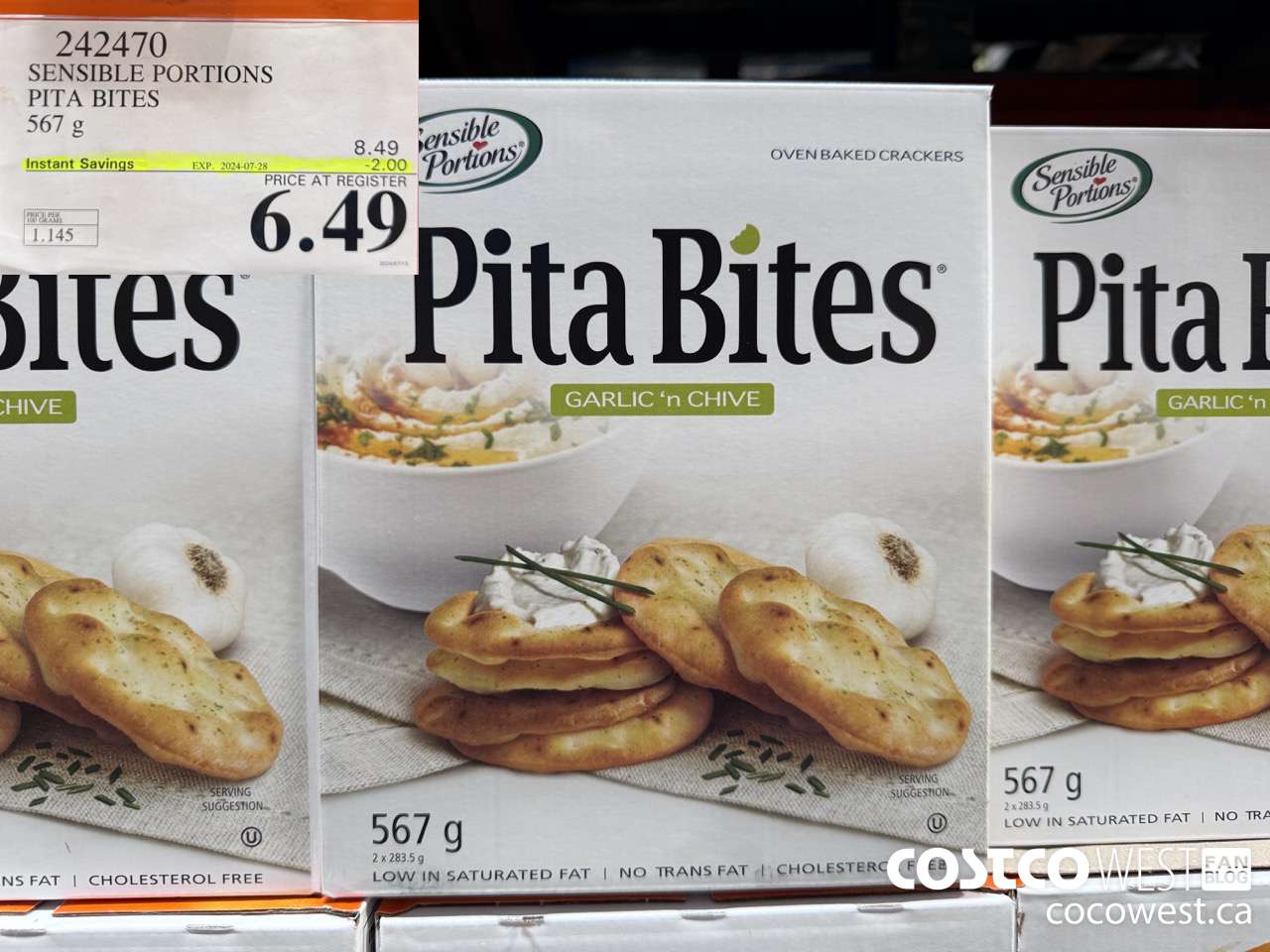 242470 SENSIBLE PORTIONS PITA BITES 567 G ($2.00 INSTANT SAVINGS EXPIRES ON 2024-07-28) $6.49