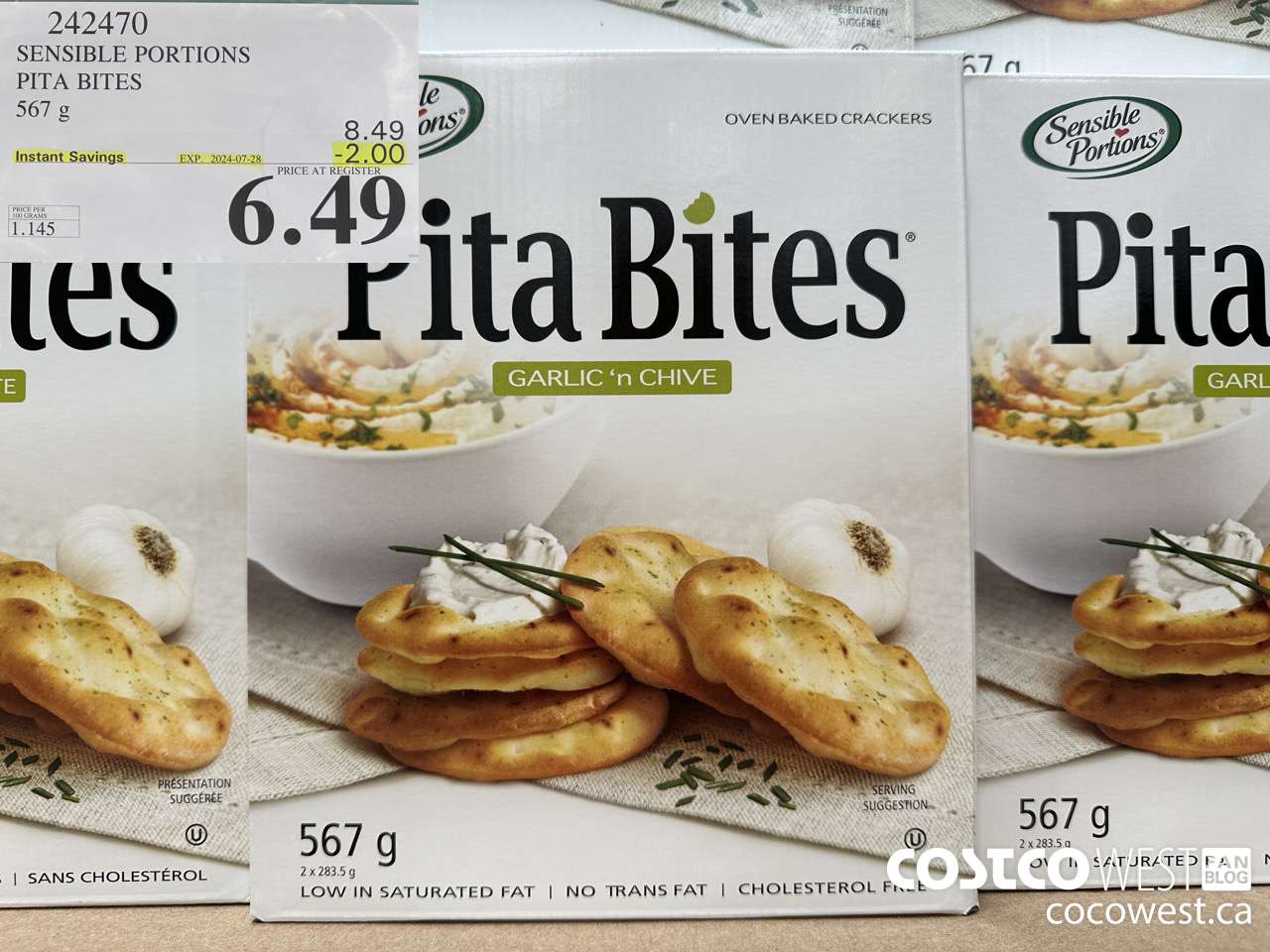 242470 SENSIBLE PORTIONS PITA BITES 567 G ($2.00 INSTANT SAVINGS EXPIRES ON 2024-07-28) $6.49