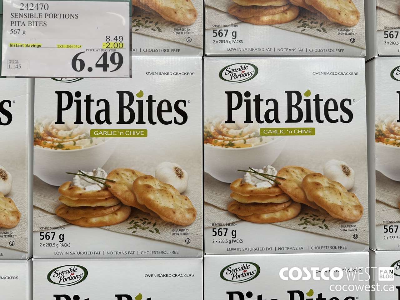 242470 SENSIBLE PORTIONS PITA BITES 567 G ($2.00 INSTANT SAVINGS EXPIRES ON 2024-07-28) $6.49