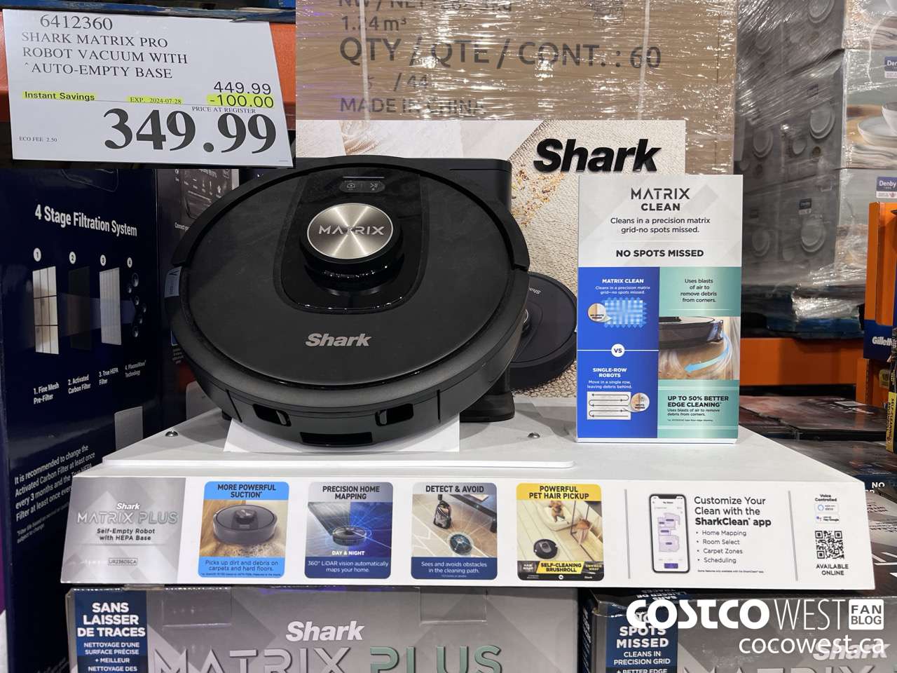 6412360 SHARK MATRIX PRO ROBOT VACUUM WITH AUTO-EMPTY HEPA BASE ($100.00 INSTANT SAVINGS EXPIRES ON 2024-07-28) $349.99