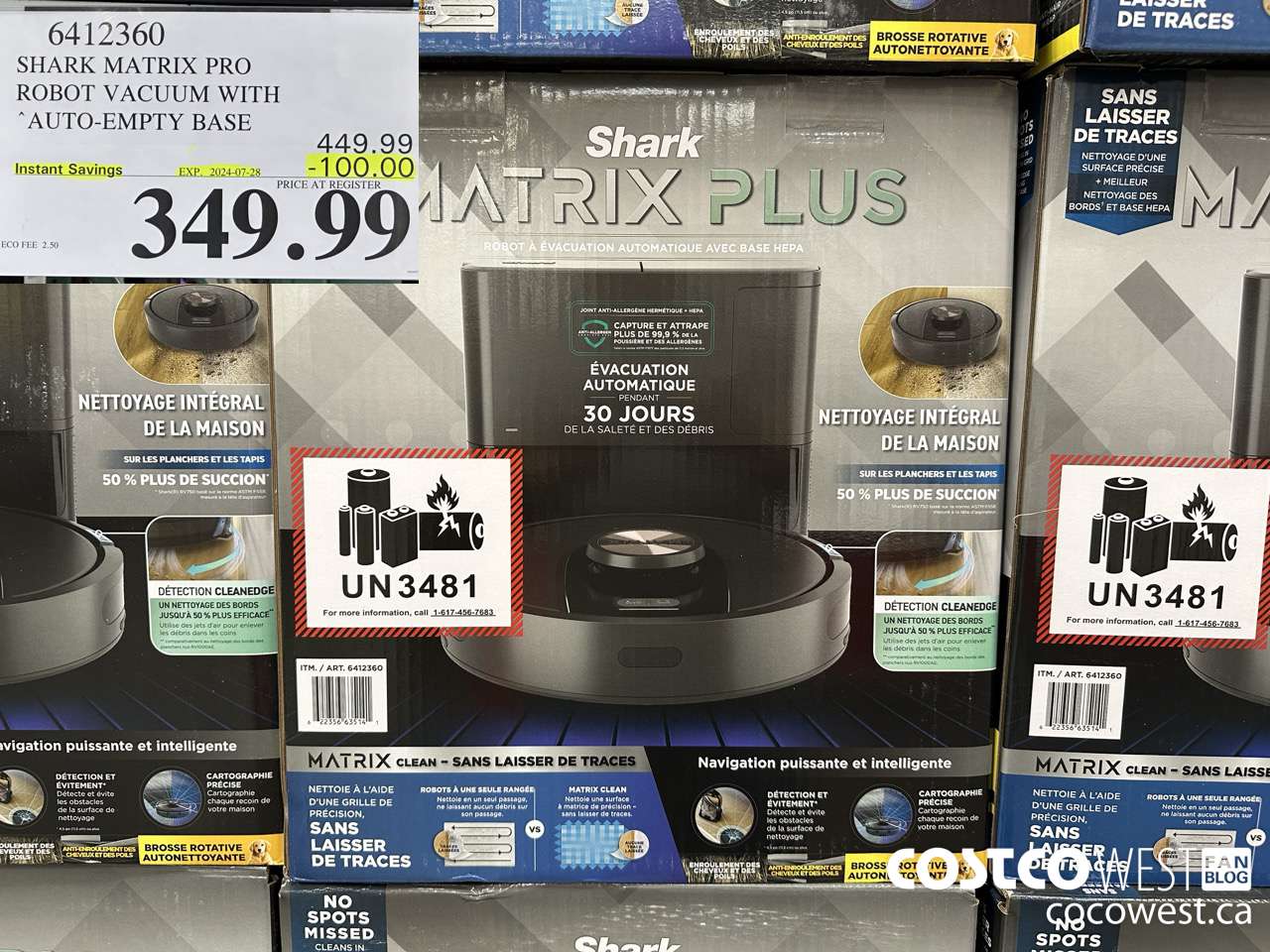 6412360 SHARK MATRIX PRO ROBOT VACUUM WITH AUTO-EMPTY HEPA BASE ($100.00 INSTANT SAVINGS EXPIRES ON 2024-07-28) $349.99