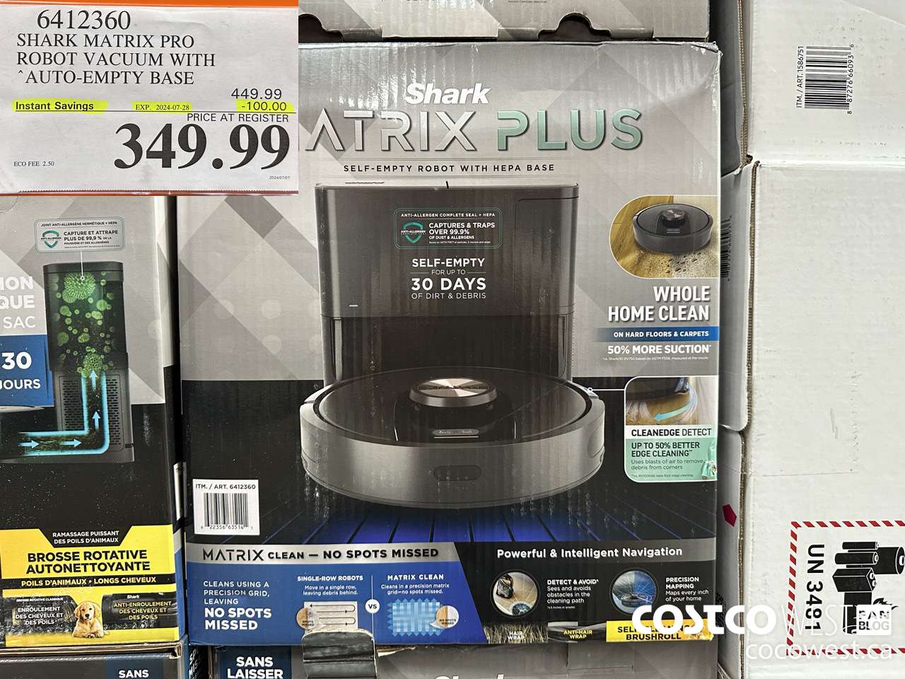 6412360 SHARK MATRIX PRO ROBOT VACUUM WITH AUTO-EMPTY HEPA BASE ($100.00 INSTANT SAVINGS EXPIRES ON 2024-07-28) $349.99