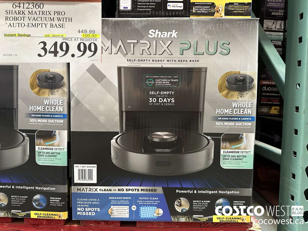 6412360 SHARK MATRIX PRO ROBOT VACUUM WITH AUTO-EMPTY HEPA BASE ($100.00 INSTANT SAVINGS EXPIRES ON 2024-07-28) $349.99