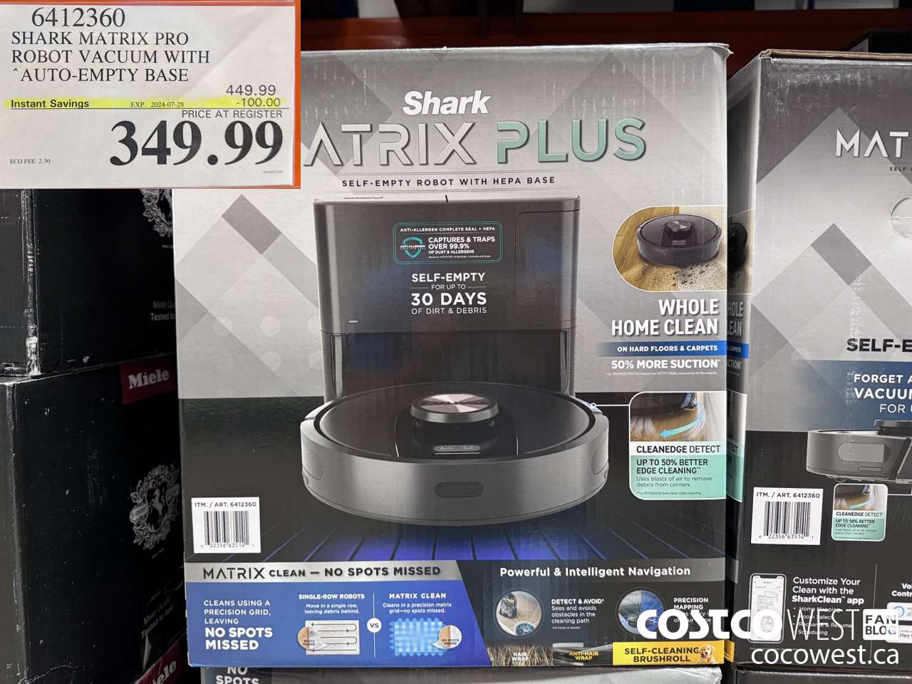 6412360 SHARK MATRIX PRO ROBOT VACUUM WITH AUTO-EMPTY HEPA BASE ($100.00 INSTANT SAVINGS EXPIRES ON 2024-07-28) $349.99