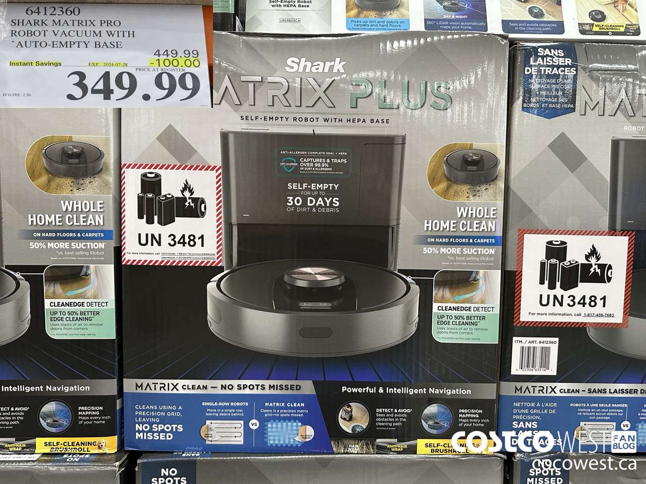 6412360 SHARK MATRIX PRO ROBOT VACUUM WITH AUTO-EMPTY HEPA BASE ($100.00 INSTANT SAVINGS EXPIRES ON 2024-07-28) $349.99