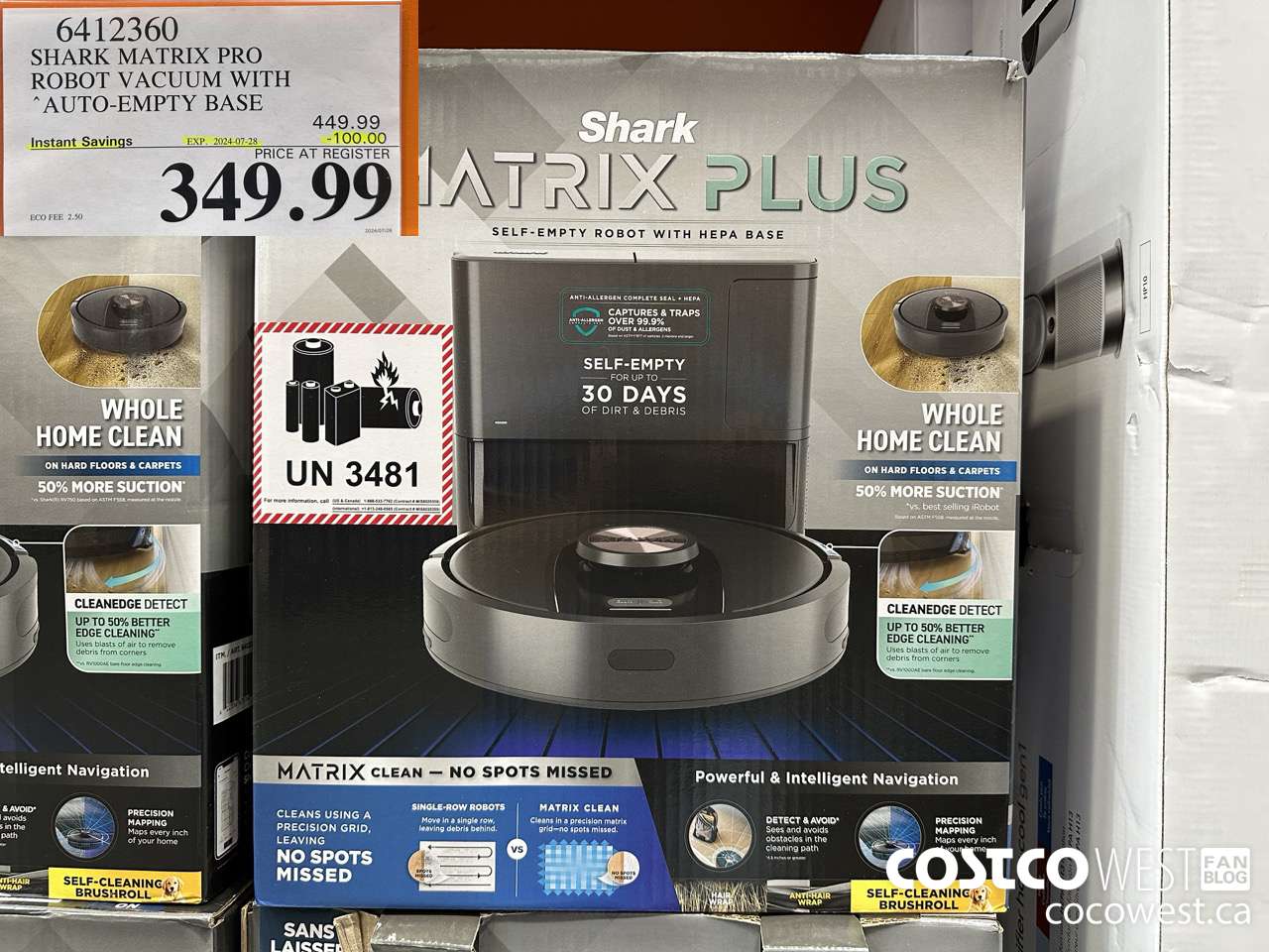 6412360 SHARK MATRIX PRO ROBOT VACUUM WITH AUTO-EMPTY HEPA BASE ($100.00 INSTANT SAVINGS EXPIRES ON 2024-07-28) $349.99