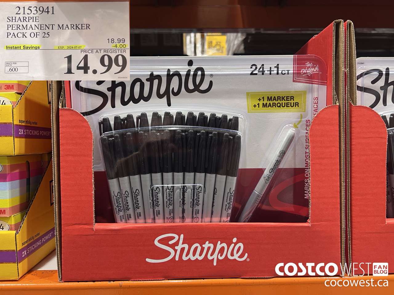 2153941 SHARPIE PERMANENT MARKER PACK OF 25 ($4.00 INSTANT SAVINGS EXPIRES ON 2024-07-07) $14.99
