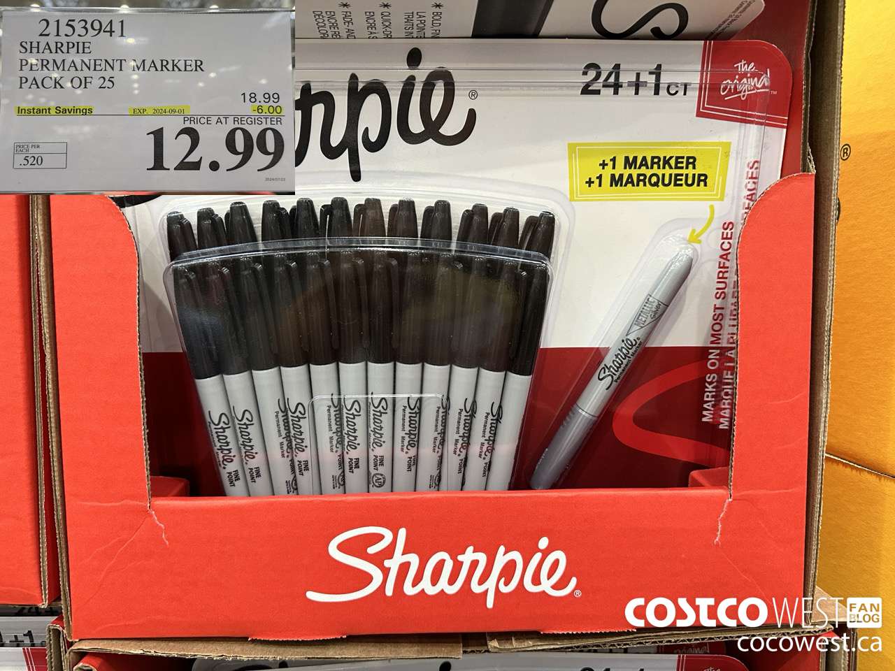 2153941 SHARPIE PERMANENT MARKER PACK OF 25 ($6.00 INSTANT SAVINGS EXPIRES ON 2024-09-01) $12.99